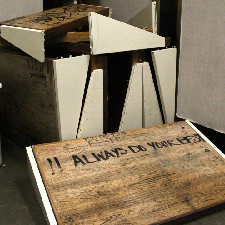 Nine desk tops tainted with graffiti have so far been removed from the Killam Library stacks.