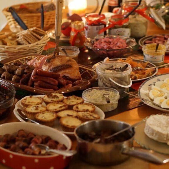 In this image: a feast.