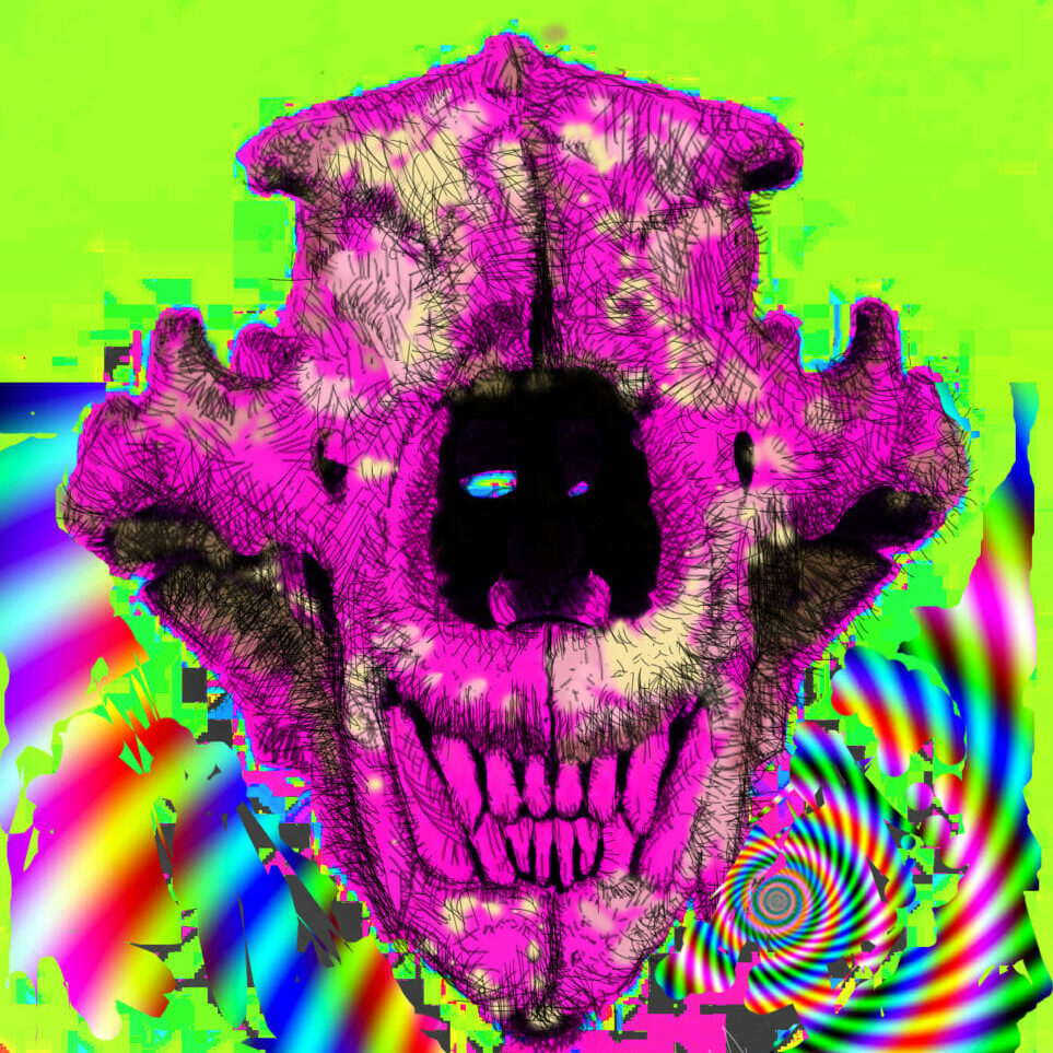 In this image: a piece of art created by Eric Diolola from Wonder'neath Art Society studio.