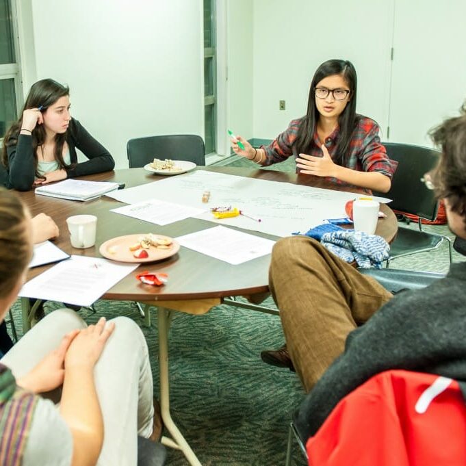 Eating snacks and talking sustainable food services (Photo by Chris Parent)