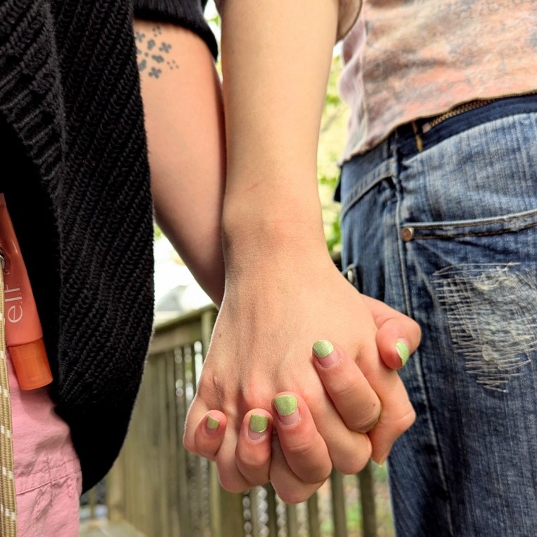 Two people hold hands in Halifax Nova Scotia, on Wednesday, Sept. 24, 2025. (Rachel Bass/Dal Gazette)