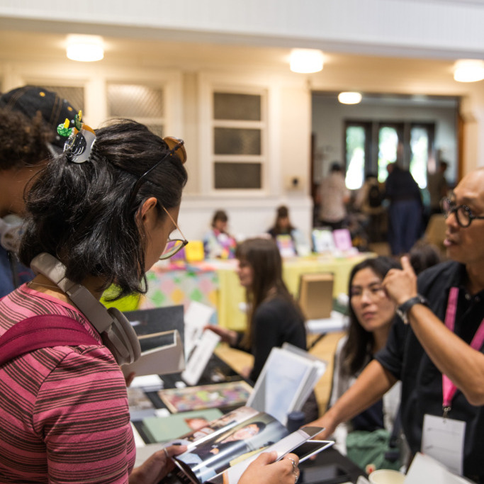 Attendees gather at All Nations Church during the Halifax Art Book Fair in Halifax, Nova Scotia, on Sept. 11, 2026. (Enzo Stimpson/The Dalhousie Gazette)