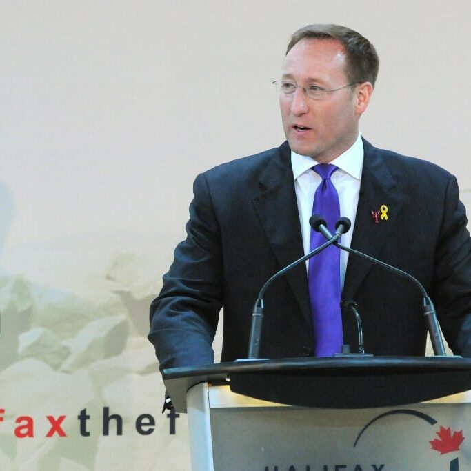 Canada's Minister of National Defence Peter MacKay speaking at the Halifax International Security Forum Friday afternoon. (Photo from halifaxtheforum.org)