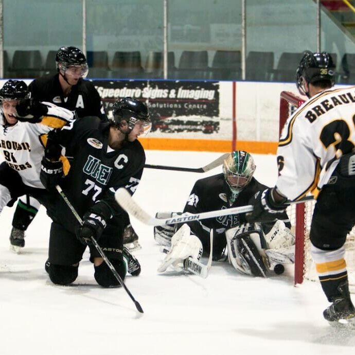 Dal celebrates a second goal in 3-0 triumph over UPEI. (Martina Marien photo)