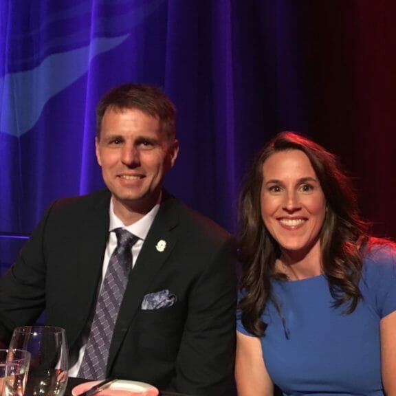 IMG_1184 Canoeist Steve Giles and kayaker Karen Furneaux at the NS Sport Hall of Fame dinner. Giles is ranked ninth and Furneaux is ranked at eleventh.