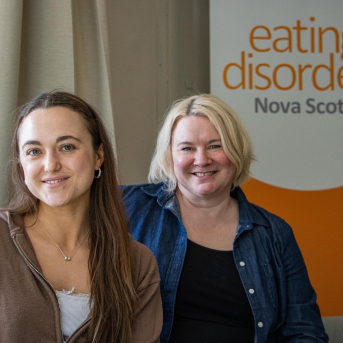 Shaleen Jones and Catherine Armour pose for a picture at Eating Disorders Nova Scotia on Agricola Street in Halifax, Nova Scotia on March 27, 2026. (Lukas Kohler/The Dalhousie Gazette)