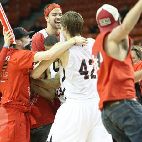 Carleton/Alberta final: Carleton fans storm the floor after their side wins the championship.