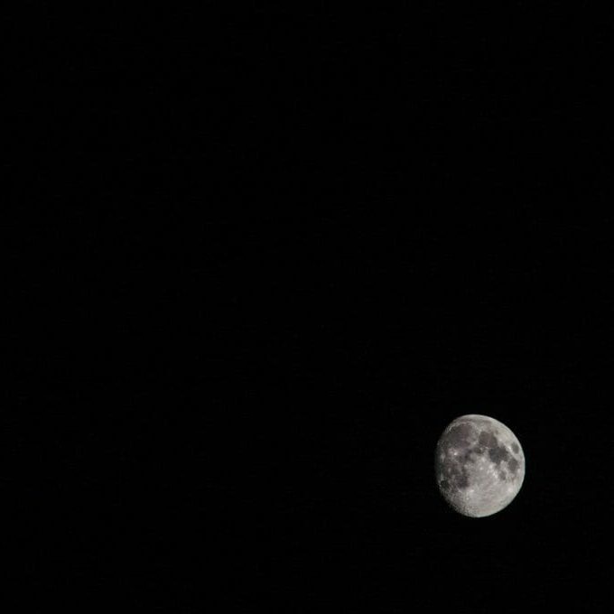 Waning moon at midnight, taken from Vancouver Island, BC. 