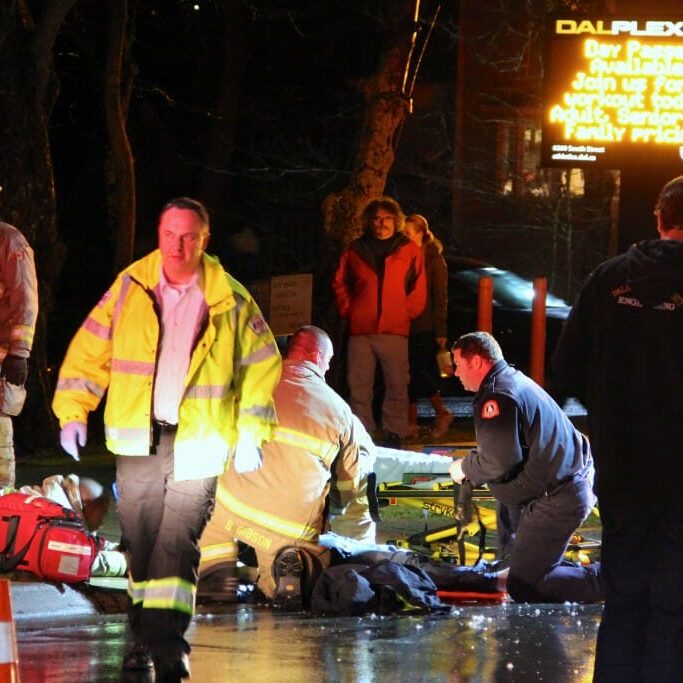 A pedestrian was hit on South Street near the entrance to the Dalplex late Tuesday afternoon.