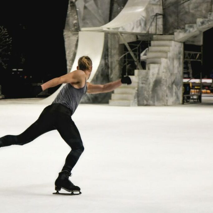 In this image: Shawn Sawyer practicing his skating.