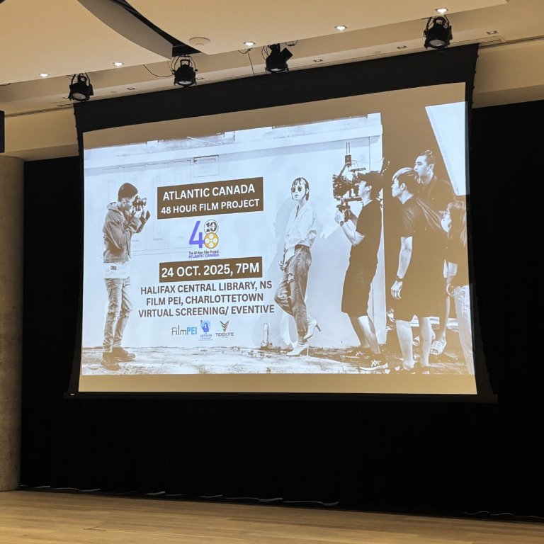 The pre-screening display at the Halifax Central Library (Mia Phillips/The Dalhousie Gazette)