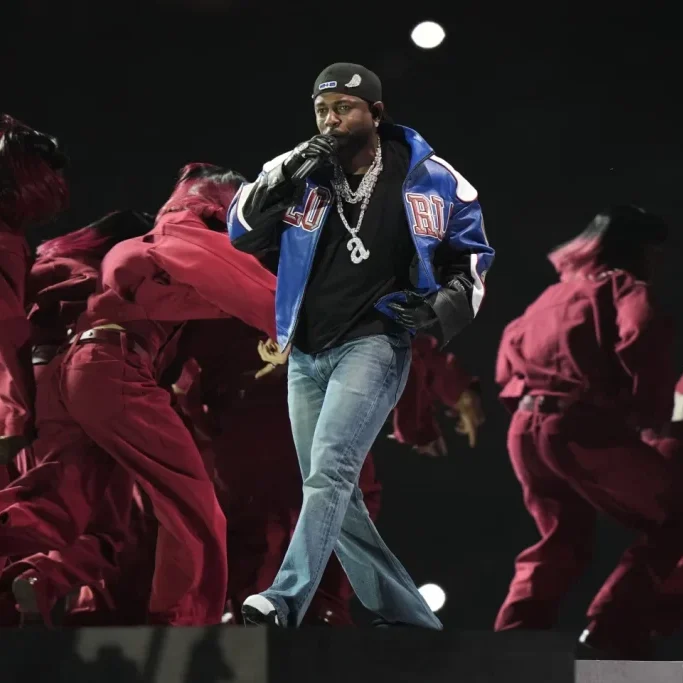 KendrickLamar_FrankFranklinIIviaAssociatedPress Kendrick Lamar performs at the Super Bowl LIX halftime show in New Orleans on Feb. 9. Image by Frank Franklin II via Associated Press.