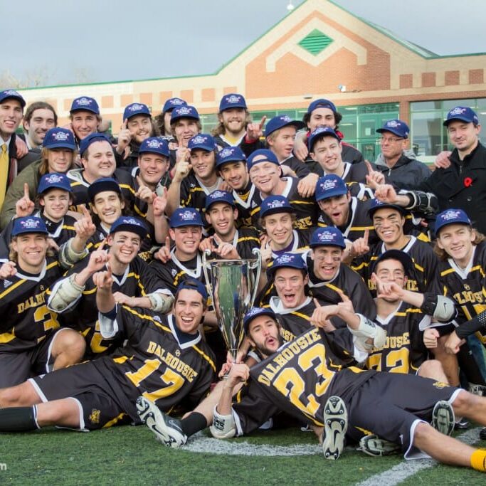 The championship team photo is becoming familiar for Dal lacrosse. (David Munro photo)