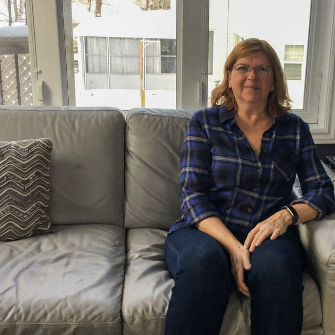 LymeDisease_MadelineBiso In this image: Donna Lugar sits on a couch.