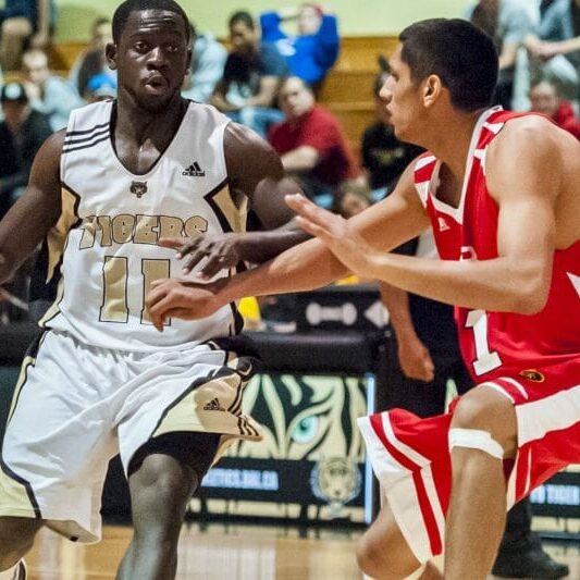 Ritchie Kanza Mata brings the ball up for the Tigers. 