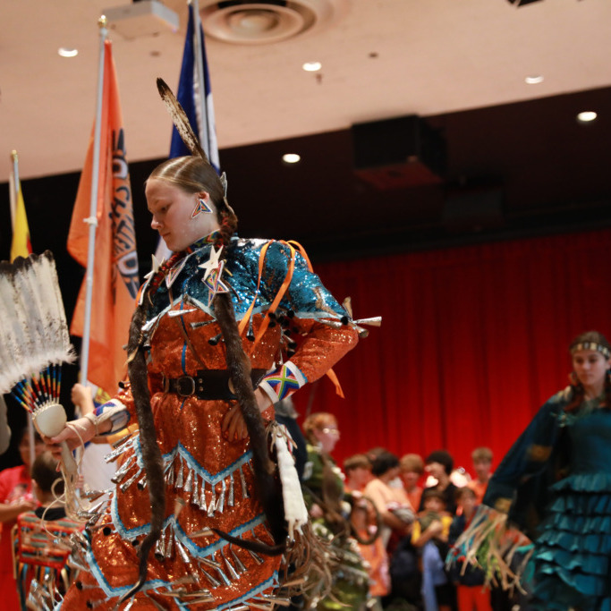 Participants attend Dalhousie University's 16th Annual Mawio'mi at the Student Union Building in Halifax on Sept. 29, 2026. (Enzo Stimpson/The Dalhousie Gazette)