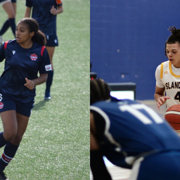 Meet the recruits Selena Lancaster (L), a first-year defender from Vaughan, Ontario, and Ukiah Best (R), a guard from Montreal, Quebec, are new additions to Dalhousie University's athletic teams. (Images courtesy of Selena Lancaster and Ukiah Best)