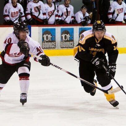 Dal's Francois Gauthier with the puck Feb. 4. Photo by Martina Marien.
