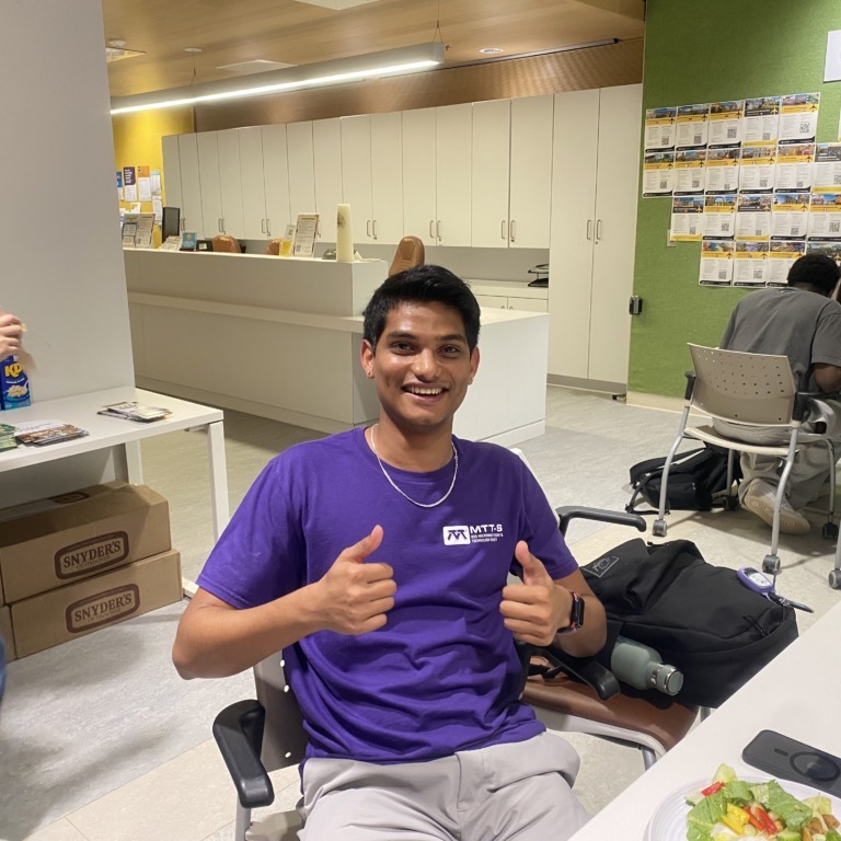 Bhargav Kowlagi, a second-year graduate student in Dalhousie University's Department of Electrical and Computer Engineering, attends a Monday Night Meal event at the Dalhousie International Centre in Halifax, Nova Scotia, on Sept. 14, 2026. (Mariana Luz/The Dalhousie Gazette)
