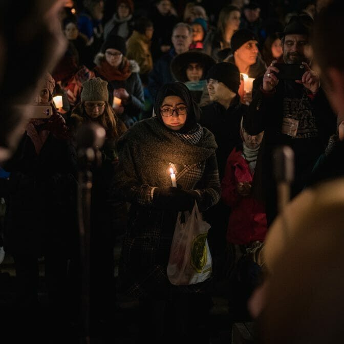 A vigil at Grand Parade for five Muslims who were killed at the Quebec City Mosque Shooting on Jan. 29.
