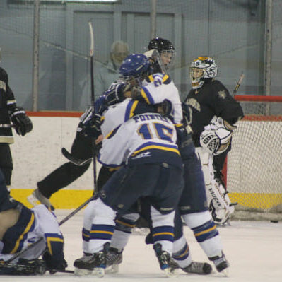 An ecstatic Moncton side celebrates Janie Leblanc's overtime game-winner. Photo by Richard Lafortune via Twitter.