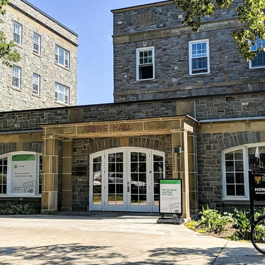 In this image: The outside of Howe Hall.