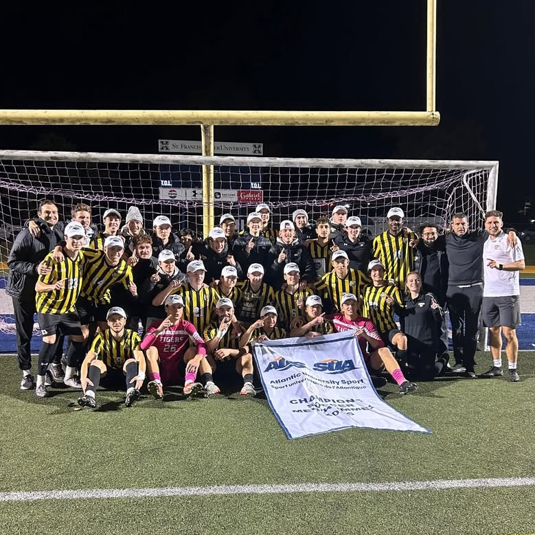Roundup The Dalhousie University men’s soccer team wins the Atlantic University Sport championship at St. Francis Xavier University on Oct. 26, 2025. It is the first time the men’s program won the title since 2008. (Photo from Dalhousie University men’s soccer team’s Instagram)