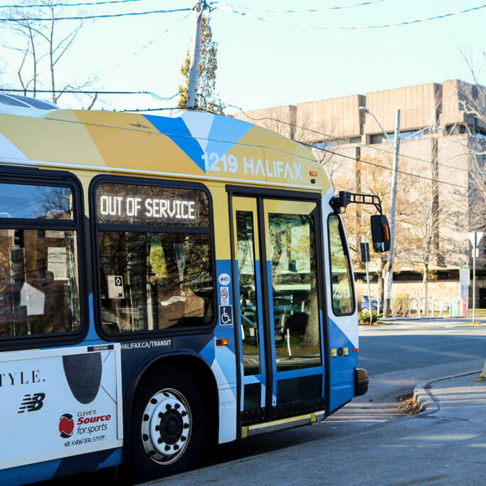 In this image: an out of service Halifax Transit bus.