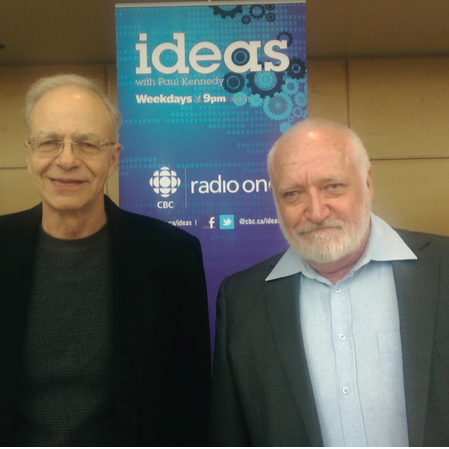 Peter Singer (L) was recorded for CBC's Ideas with Paul Kennedy (R). • • • Photo by Adam St. Pierre