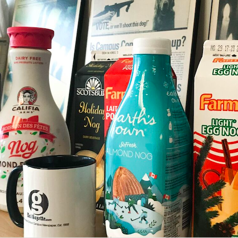 In this image: a variety of egg nog brands.