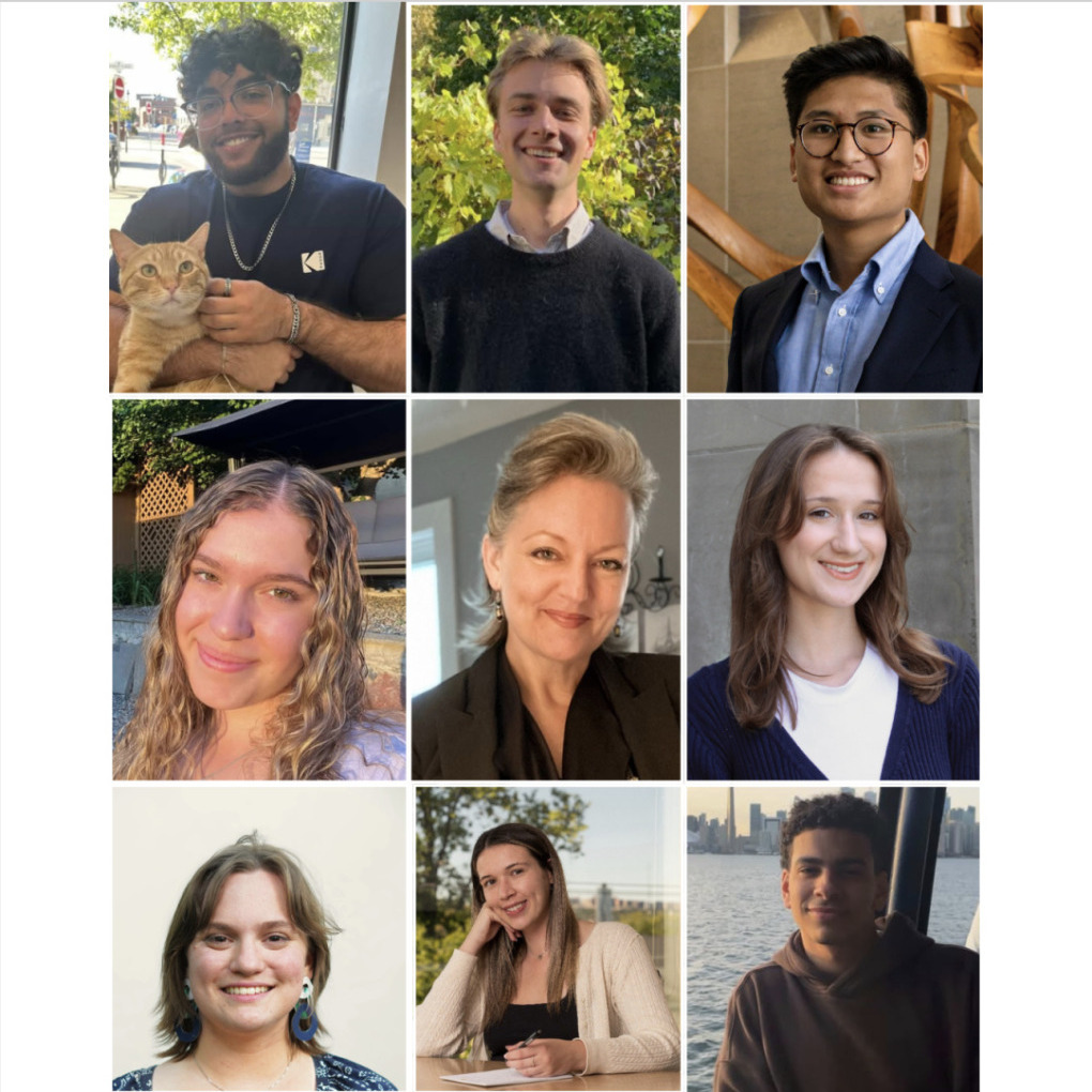 From left to right, top to bottom: Abdullah Al-Khattab, Ivan Kredl, Davin Caratao, Brooke Wandler, Veronica Reynolds, Thea Crawford, Rose Silivestru, Brooklyn Hipson and Yahia Fathalla are the nine candidates running in this year's DSU byelection (Rachel Bass/Canva) 