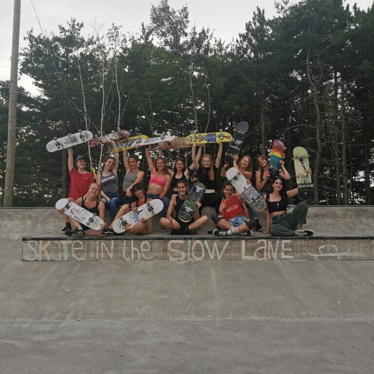 Skate in the Slow Lane, founded by Nova Scotian skaters Katie Mott and Willow Starr, is a skate crew open to girls of all ages and skill levels. (Photo by Raven Storm)