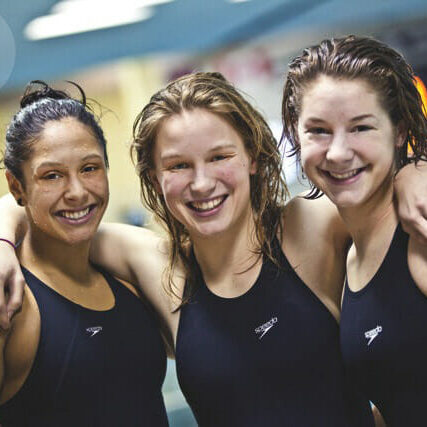Keisha Mills, Emmalina Corriveau and Molly Wedge were Dal's AUS record breakers. Photo by Pau Balite