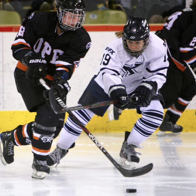 The two foes fought valiantly but it was UPEI who came out on top, earning a spot to the finals. Photo by Dal Athletics.