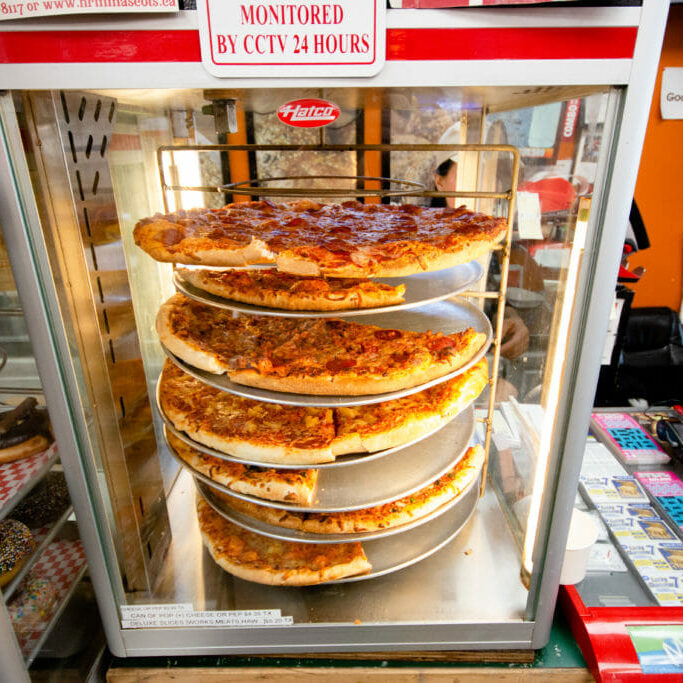 In this image: Triple A's rotating pizza holder.