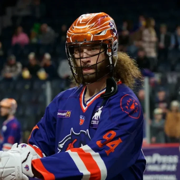  Halifax Thunderbird’s Tyson Bell appears determined on a NLL game.