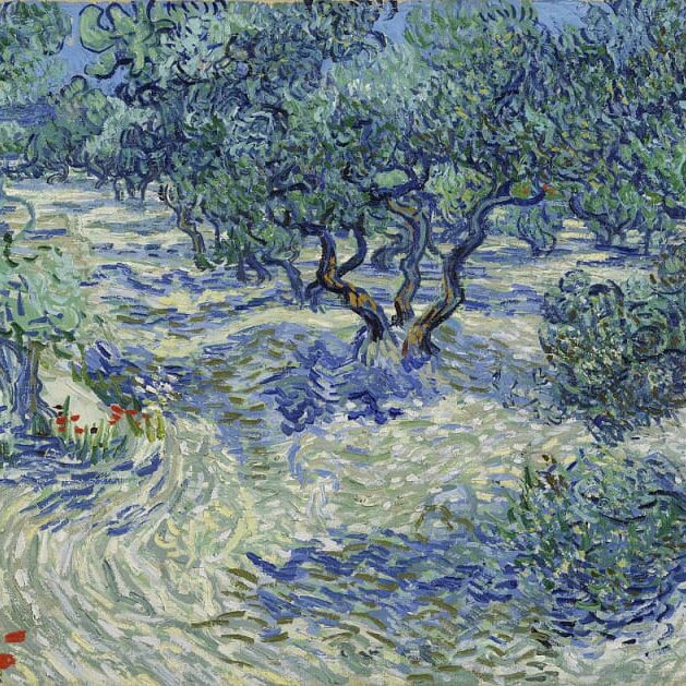 Even some art fanatics may be surprised to learn that Van Gogh’s Olive Trees (1889) has an insect embedded in the canvas. Image obtained from Nelson Atkins Museum of Art. 