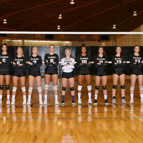 In this image: The Dalhousie Tigers women's volleyball team.