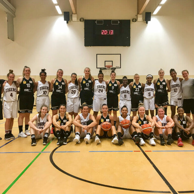 WomensbasketballinGermany_ProvidedbyAnnaStammberger In this image: Dalhousie's women's basketball team poses for a photo in Germany.