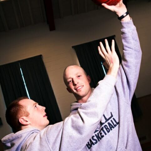 bball Games of one-on-one occur often with Derek (Left) and Devon (Right) (photo by Chris Parent)