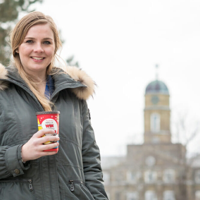 A newcomer to Canada, Desirée Nouwen is eager to embrace local culture—beginning with her choice of beverage. (Photo by Chris Parent)
