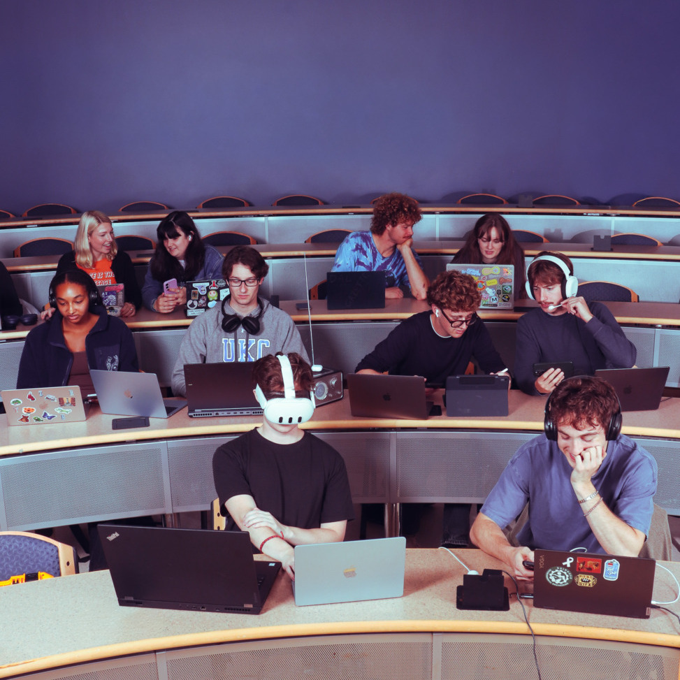 Students gather in a classroom, focused on their screens on Sept. 29, 2026 in Halifax N.S. (Rachel Bass/The Dalhousie Gazette)
