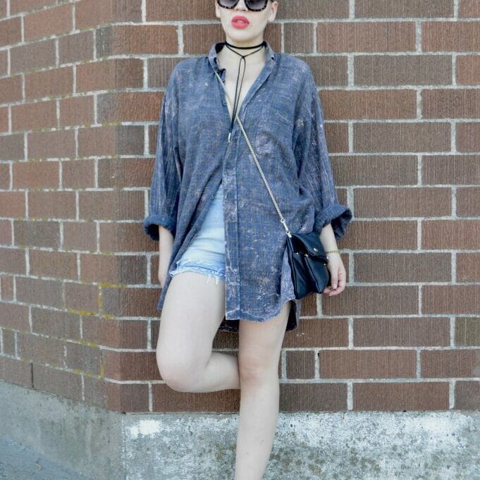 Luvena Steadman @badagitha Sunglasses - Urban Outfitters Choker - Sweet Pea Shirt - Urban Outfitters Shorts - thrifted Bag - H&M Shoes - Converse, from Little Burgundy