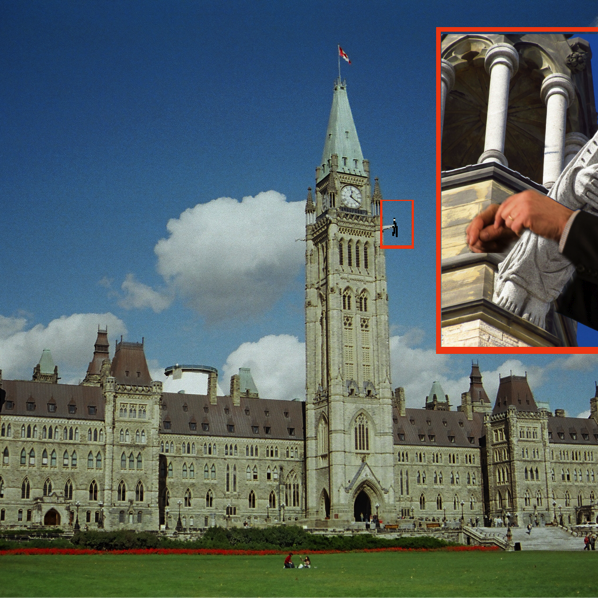 NDP Leader Thomas Mulcair scales Ottawa’s Peace Tower in an effort to locate remaining voters to whom he has not yet made big-ticket election promises.