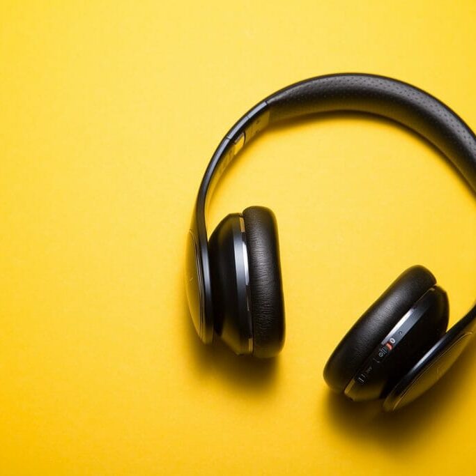 In this image: A pair of headphones.