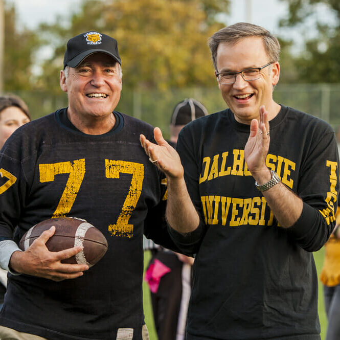 Dalhousie Alumni Association president Barrie Black, left, with Richard Florizone at the 2013 homecoming football game. (Photo by Chris Parent via Dal News) Dalhousie Alumni Association president Barrie Black, left, with Richard Florizone at the 2013 homecoming football game. (Photo by Chris Parent via Dal News)