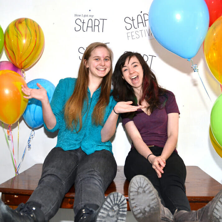 Karen Gross, left, and Alanna Griffin are giving student artists a head start. (Photo by Claire Waque)
