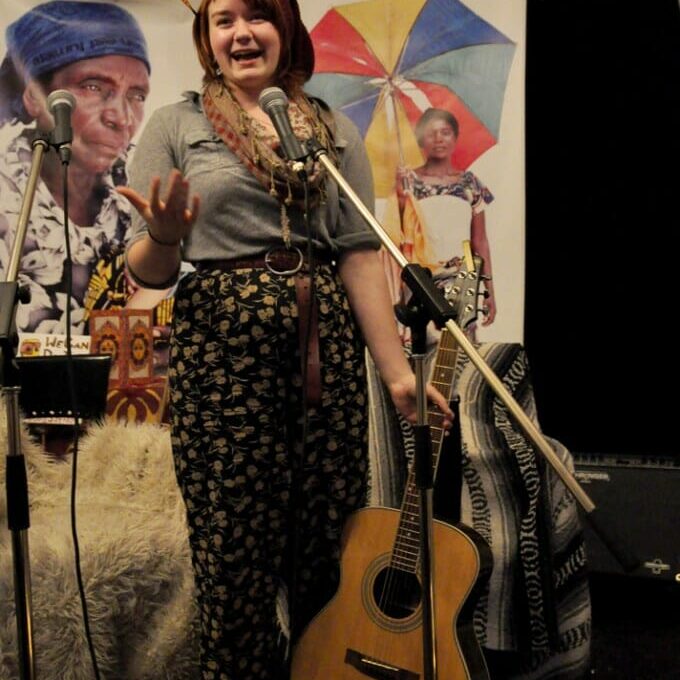 Oxfam president Ali Calladine came out strings swingin'. (Photo by Robyn Moore) Oxfam president Ali Calladine came out strings swingin'. (Photo by Robyn Moore)